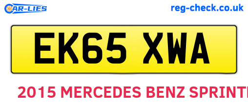 EK65XWA are the vehicle registration plates.