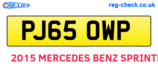 PJ65OWP are the vehicle registration plates.