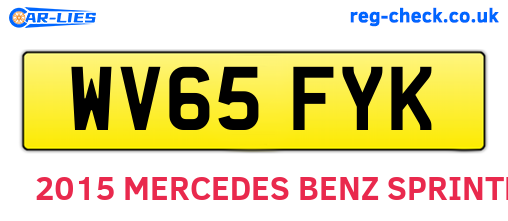 WV65FYK are the vehicle registration plates.