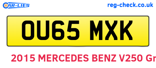 OU65MXK are the vehicle registration plates.