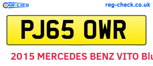 PJ65OWR are the vehicle registration plates.