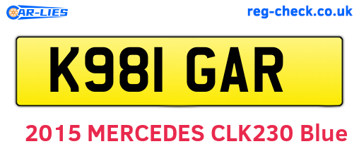 K981GAR are the vehicle registration plates.