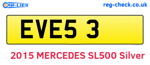 EVE53 are the vehicle registration plates.