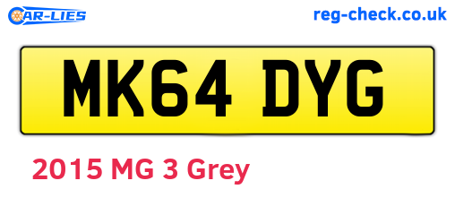 MK64DYG are the vehicle registration plates.