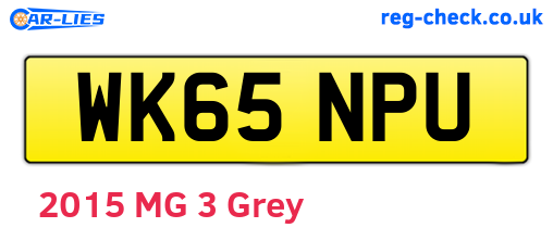 WK65NPU are the vehicle registration plates.