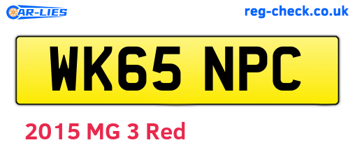 WK65NPC are the vehicle registration plates.