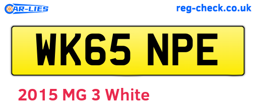 WK65NPE are the vehicle registration plates.