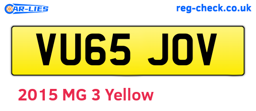 VU65JOV are the vehicle registration plates.