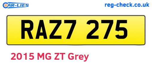 RAZ7275 are the vehicle registration plates.