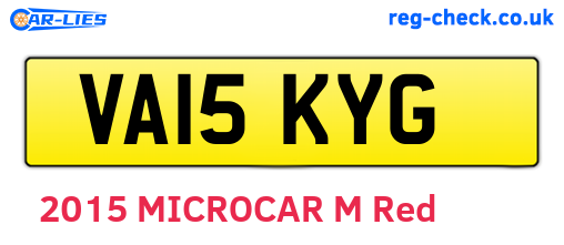 VA15KYG are the vehicle registration plates.