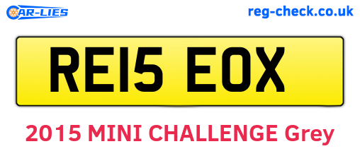 RE15EOX are the vehicle registration plates.