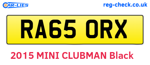 RA65ORX are the vehicle registration plates.