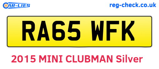 RA65WFK are the vehicle registration plates.