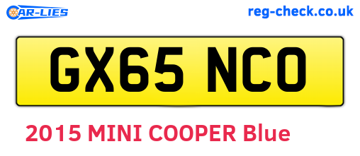 GX65NCO are the vehicle registration plates.