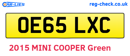 OE65LXC are the vehicle registration plates.