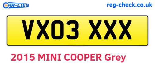 VX03XXX are the vehicle registration plates.