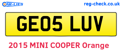 GE05LUV are the vehicle registration plates.