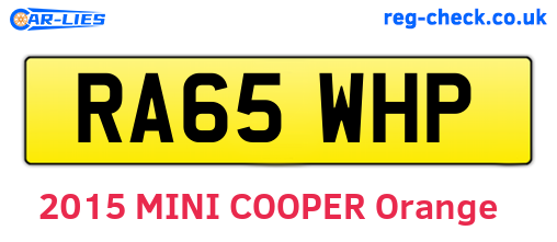 RA65WHP are the vehicle registration plates.