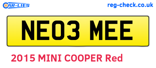 NE03MEE are the vehicle registration plates.