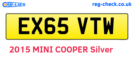 EX65VTW are the vehicle registration plates.