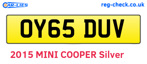 OY65DUV are the vehicle registration plates.