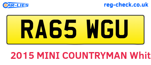 RA65WGU are the vehicle registration plates.