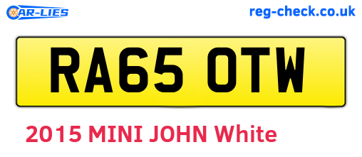 RA65OTW are the vehicle registration plates.