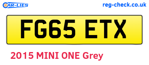 FG65ETX are the vehicle registration plates.