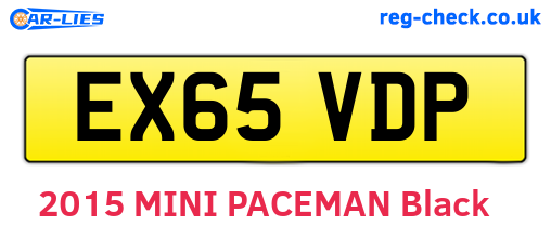 EX65VDP are the vehicle registration plates.