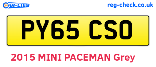 PY65CSO are the vehicle registration plates.