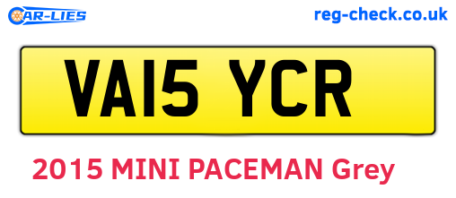 VA15YCR are the vehicle registration plates.