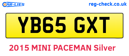 YB65GXT are the vehicle registration plates.