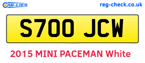 S700JCW are the vehicle registration plates.
