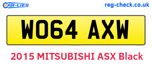 WO64AXW are the vehicle registration plates.