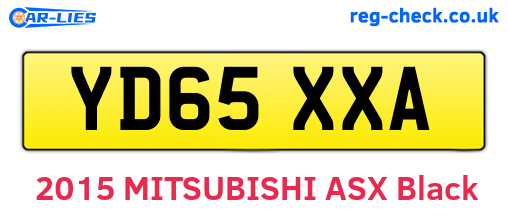 YD65XXA are the vehicle registration plates.