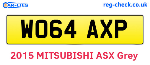 WO64AXP are the vehicle registration plates.