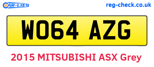 WO64AZG are the vehicle registration plates.