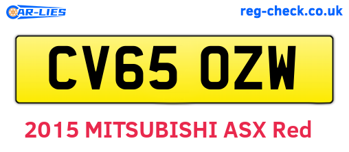 CV65OZW are the vehicle registration plates.