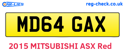 MD64GAX are the vehicle registration plates.