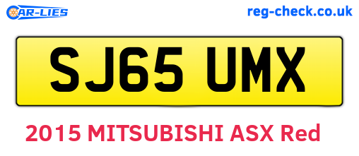 SJ65UMX are the vehicle registration plates.