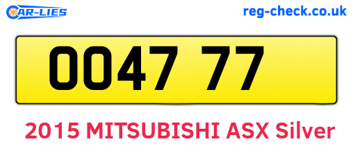 OO4777 are the vehicle registration plates.