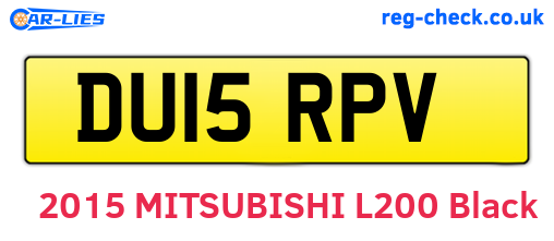 DU15RPV are the vehicle registration plates.