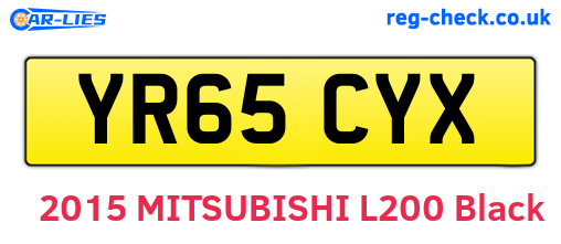 YR65CYX are the vehicle registration plates.