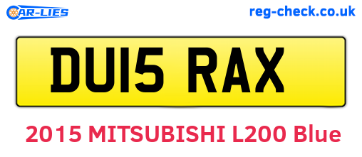 DU15RAX are the vehicle registration plates.