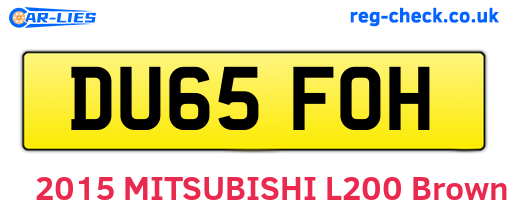 DU65FOH are the vehicle registration plates.