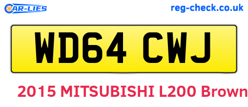 WD64CWJ are the vehicle registration plates.