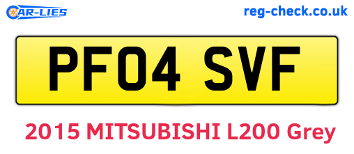 PF04SVF are the vehicle registration plates.