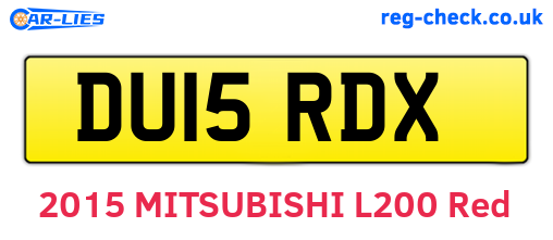 DU15RDX are the vehicle registration plates.