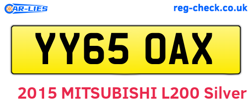 YY65OAX are the vehicle registration plates.