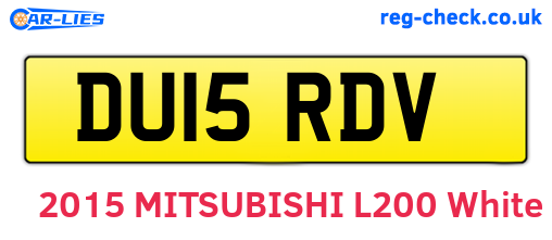 DU15RDV are the vehicle registration plates.